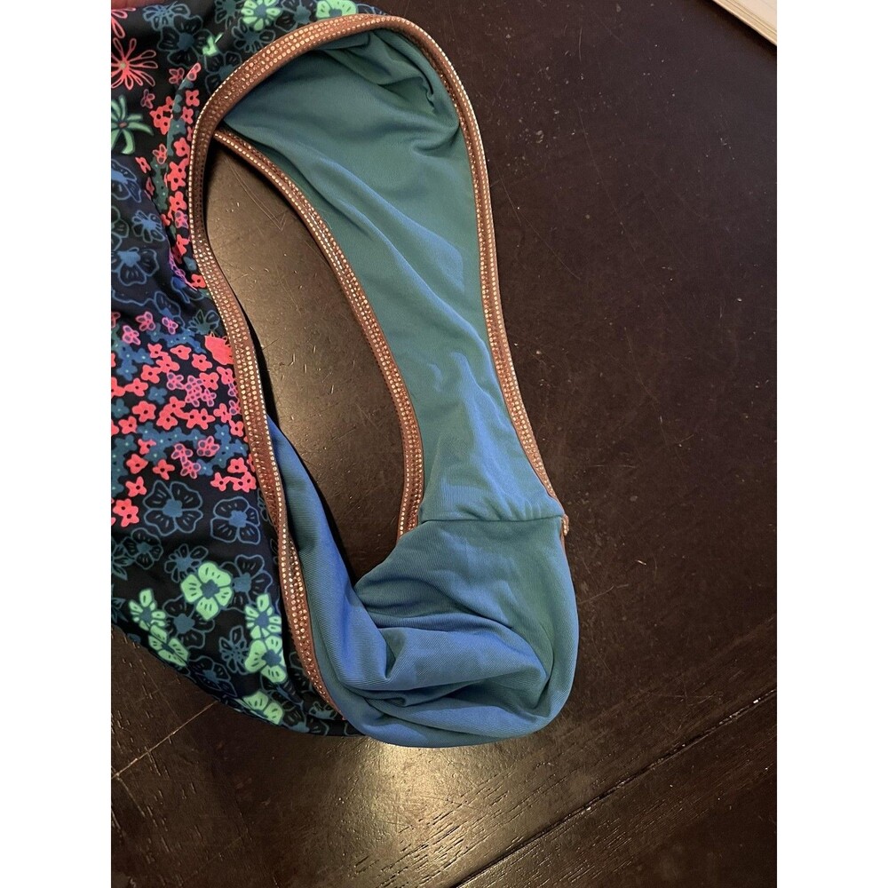Aerie Swimsuit Womens XL Blue Floral One Piece Triangle Crisscross Back Strappy - Picture 9 of 12